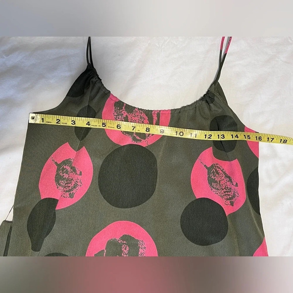 🛍️ TUCKER for Target Olive green and pink summer dress size M. - Picture 12 of 13